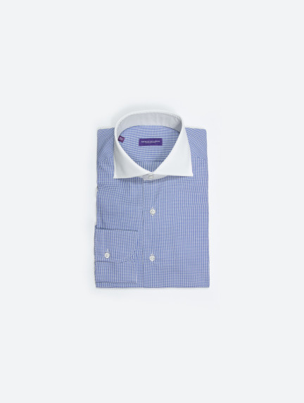 Patrick Hellmann CollectionBlue Shirt With Squared Pattern 100% Cottonimage1002